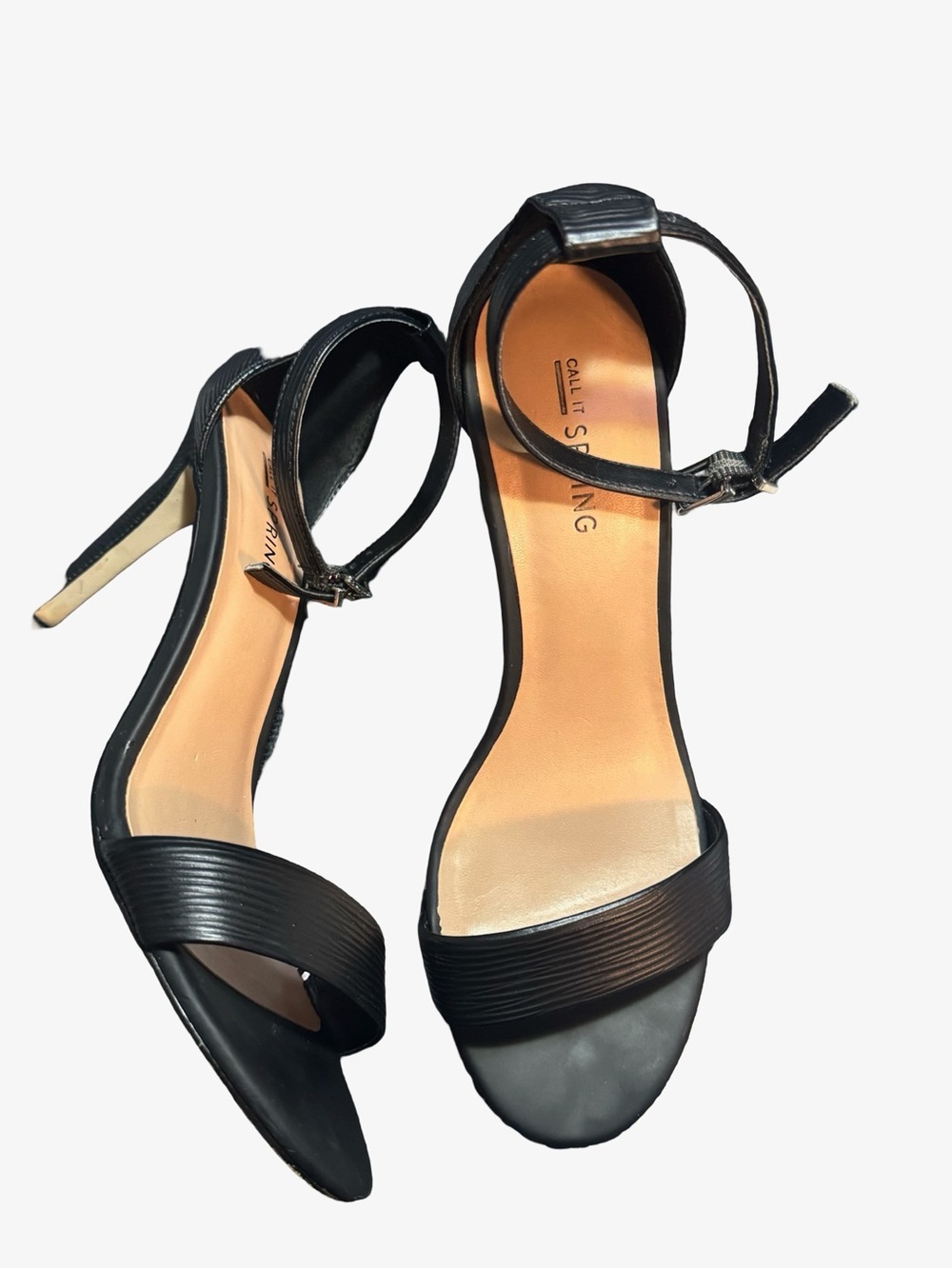 Call It Spring Black Open-Toe Ankle-Strap Heels